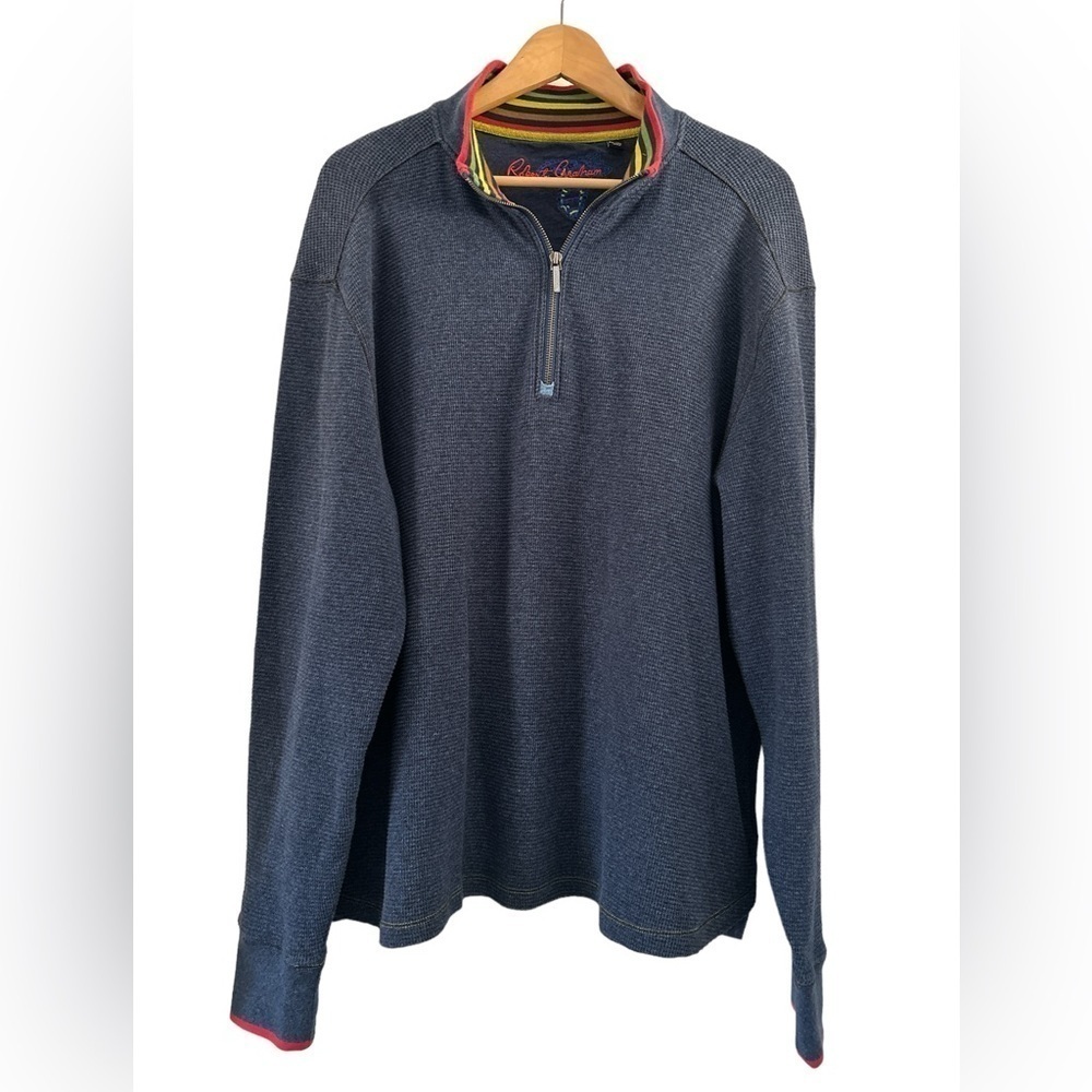 Robert Graham Adrift Quarter Zip with Contrasting Collar and Cuffs - Size 2XL